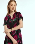 SIXDO G-Black Silk Flared Dress for Women